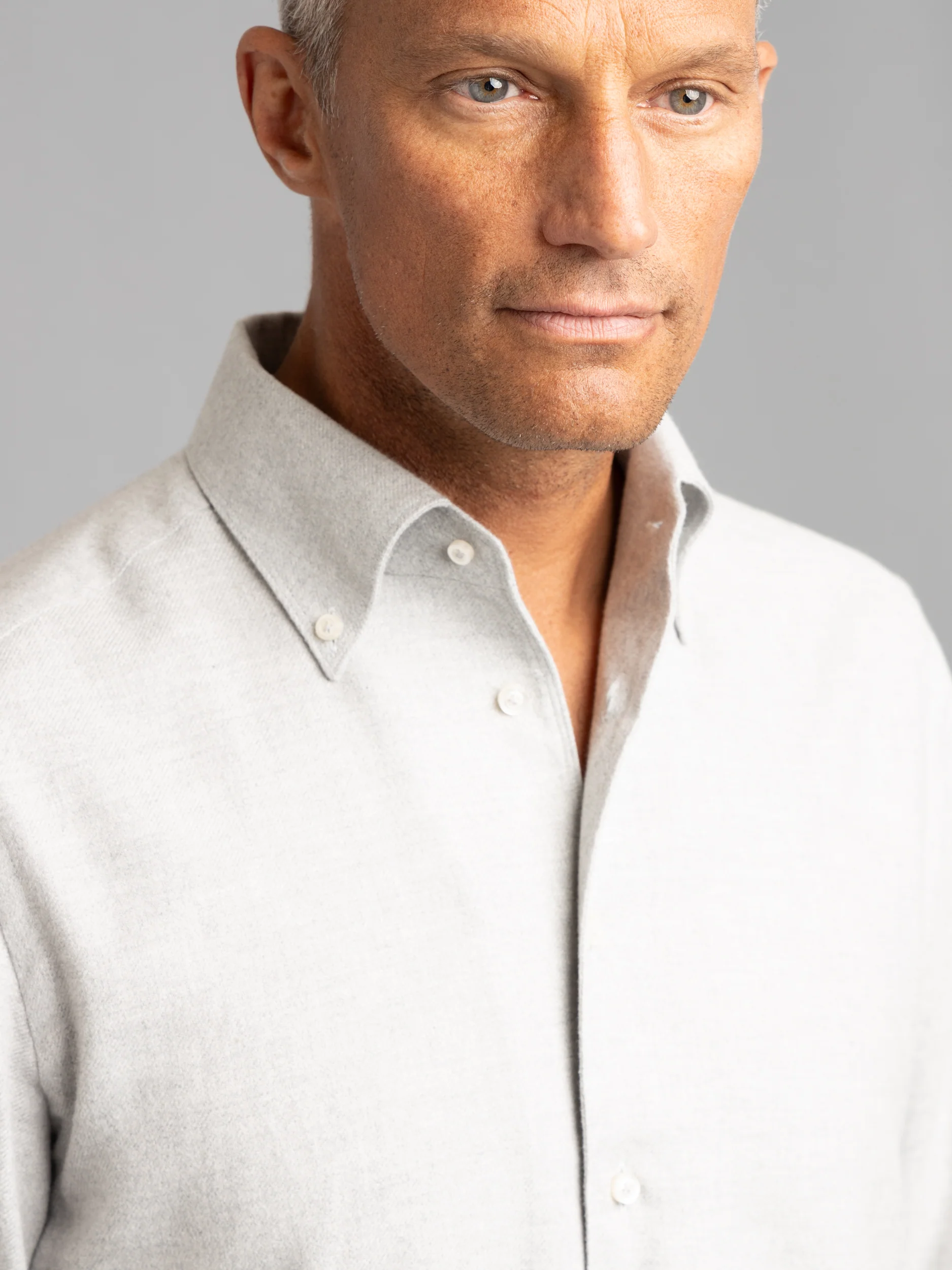 Light Grey Flannel Twill Dress Shirt - Image 4