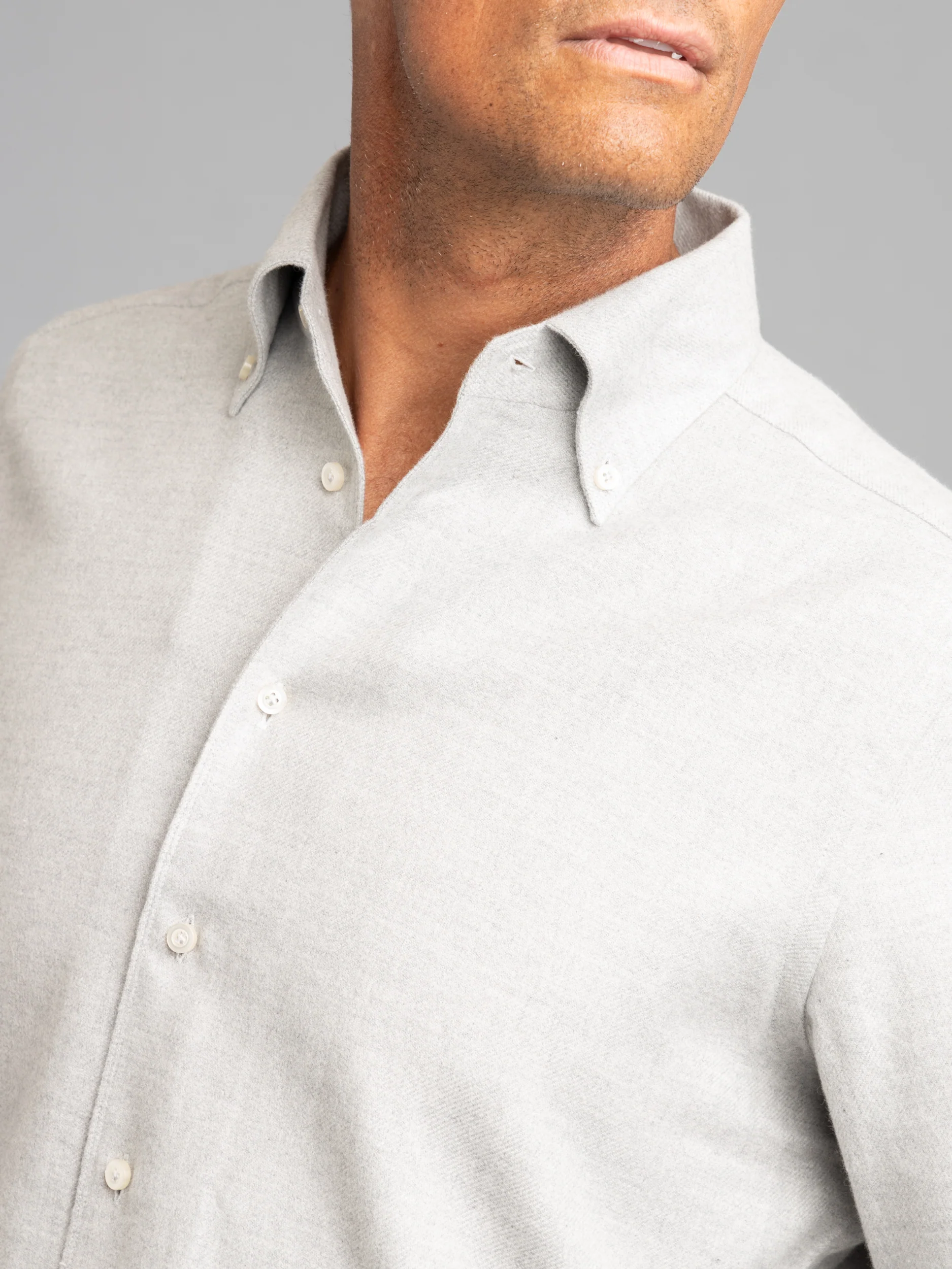 Light Grey Flannel Twill Dress Shirt - Image 6