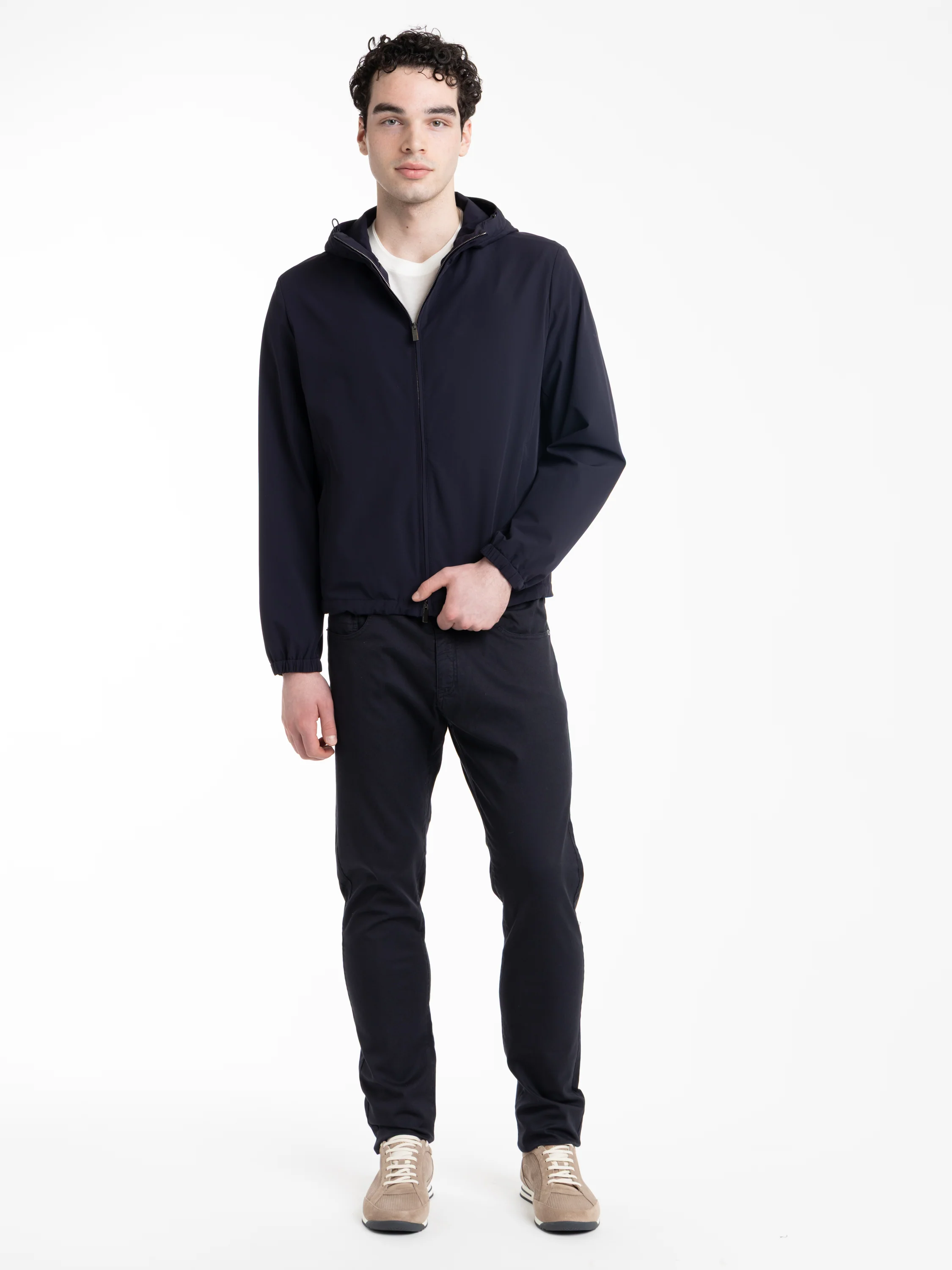 Navy Slim Fit Hooded Jacket - Image 2