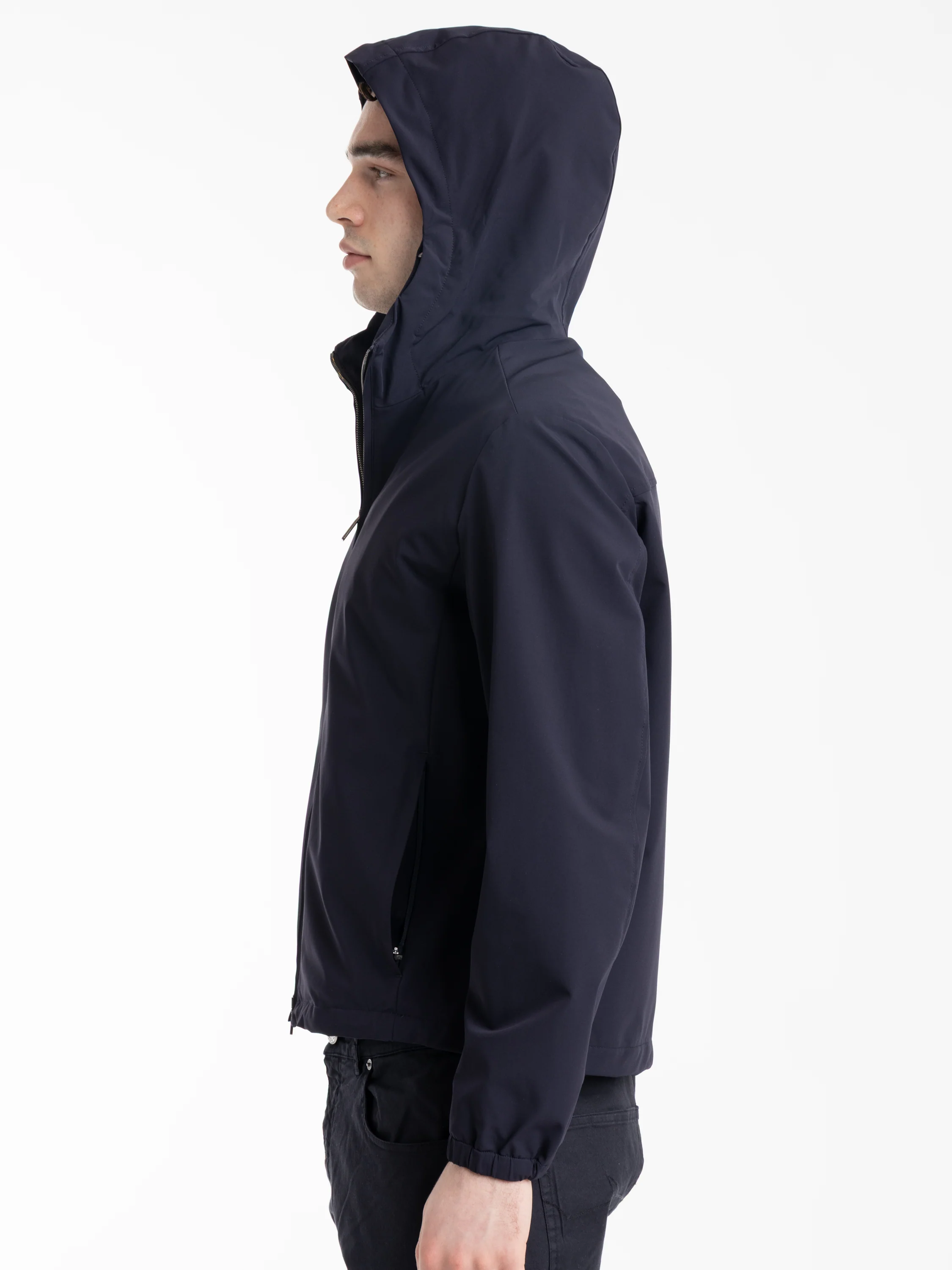 Navy Slim Fit Hooded Jacket - Image 3