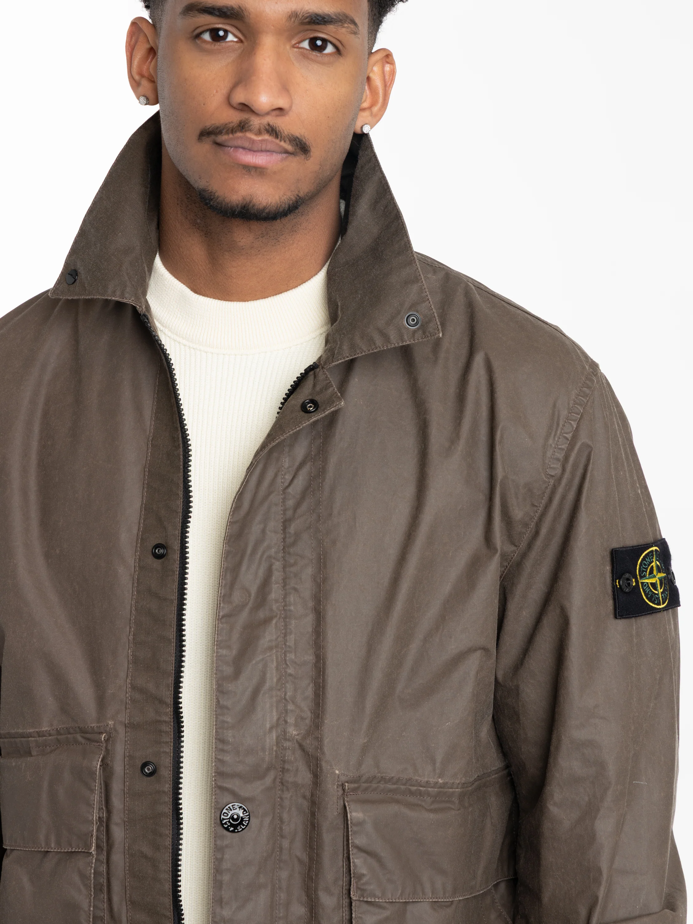 Brown Waxed Pigment Cotton Tela Coach Jacket - Image 6