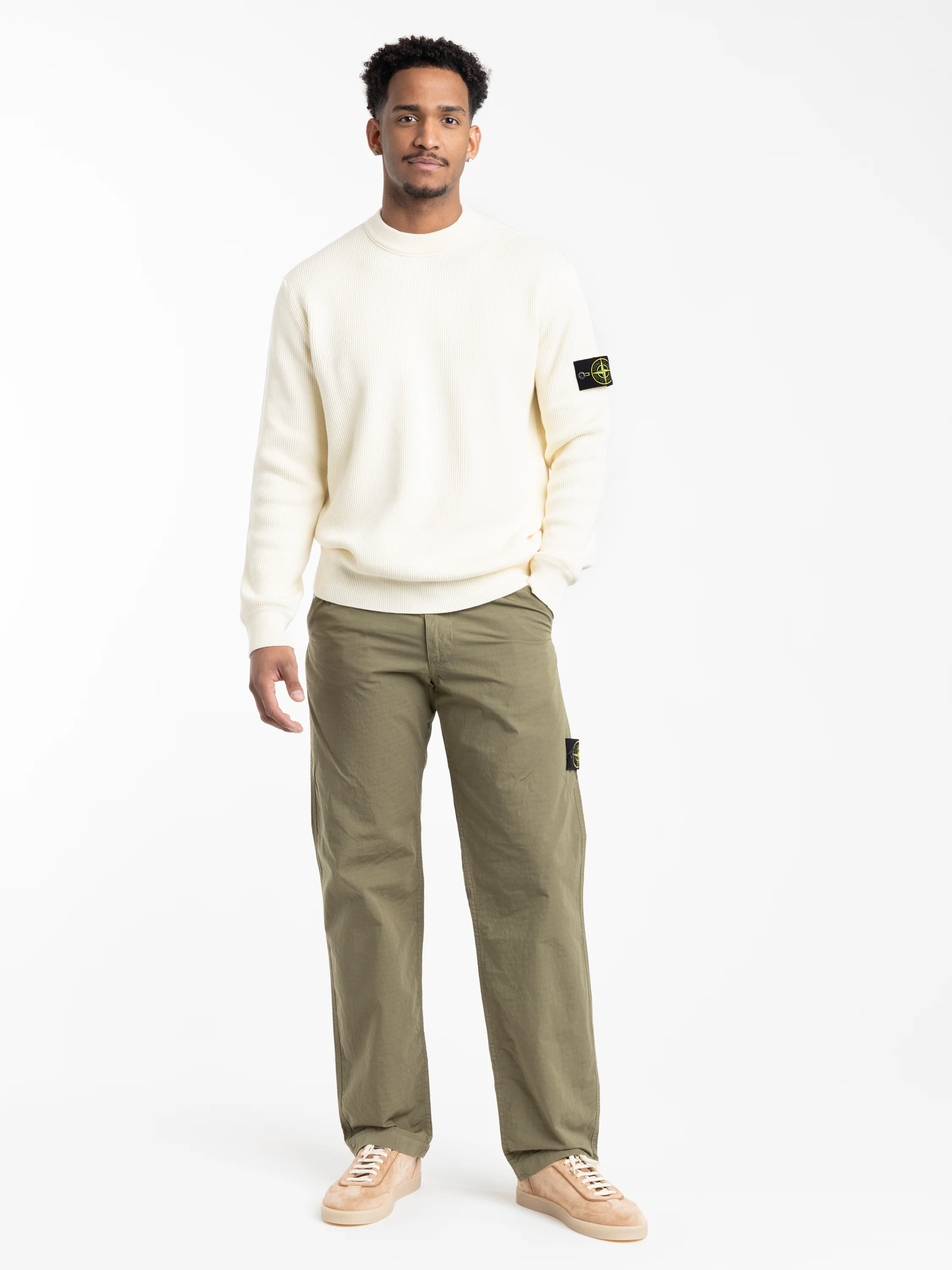 Military Green Mercerised Organic Cotton Ripstop Relaxed-Fit Chino Pants - Image 2