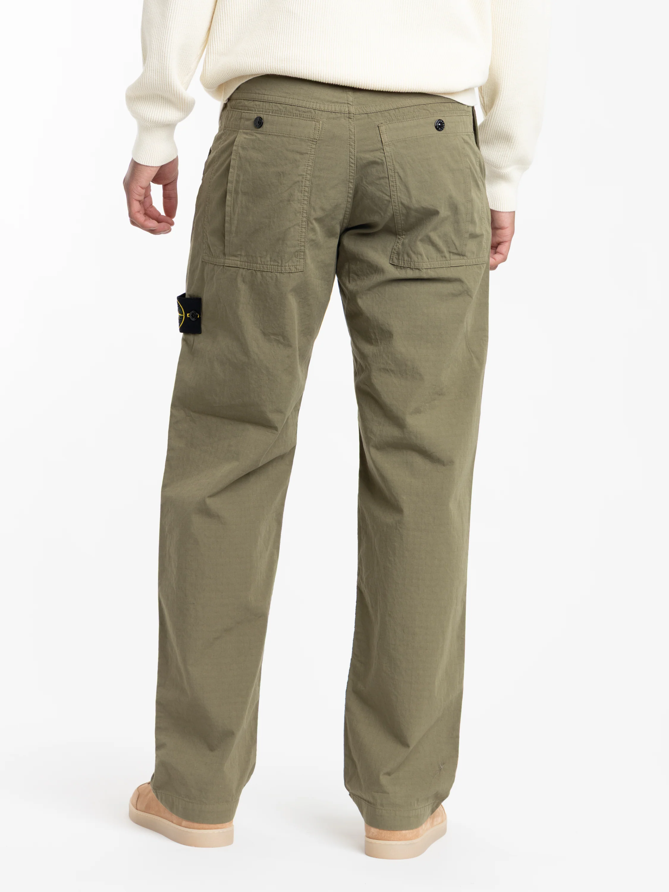 Military Green Mercerised Organic Cotton Ripstop Relaxed-Fit Chino Pants - Image 8